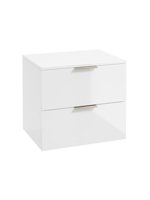 wall hung 2 drawer countertop vanity unit in gloss white