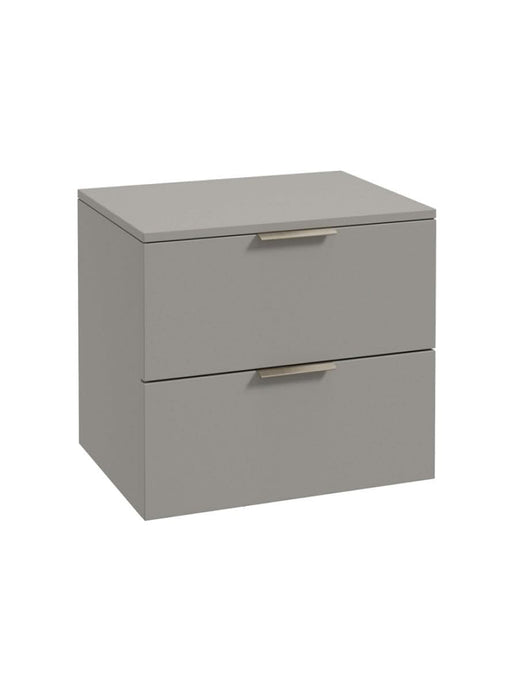 wall hung 2 drawer countertop vanity unit in matt khaki