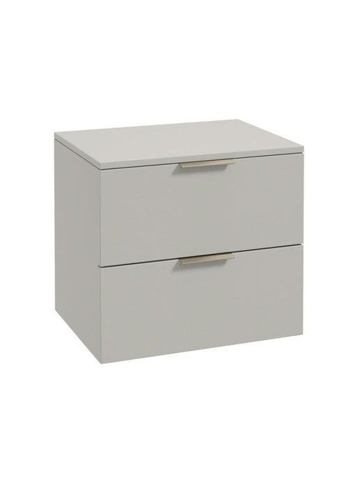 wall hung 2 drawer countertop vanity unit in matt arctic grey