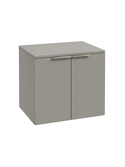 wall hung 2 door countertop vanity unit in matt khaki