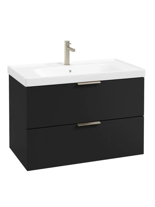 wall hung 2 drawer vanity unit in matt black