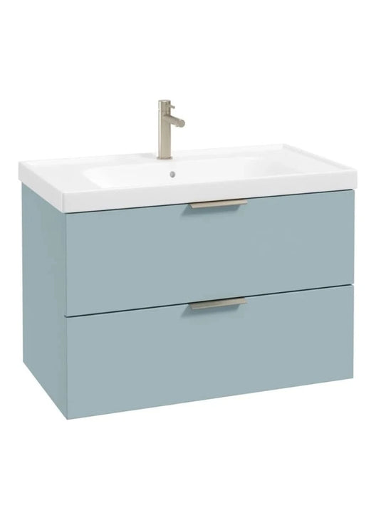 wall hung 2 drawers vanity unit in matt morning sky blue