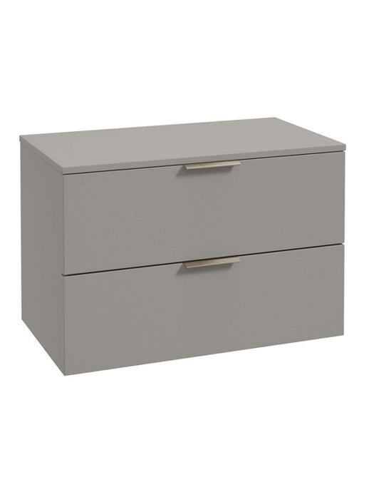 wall hung 2 drawer countertop vanity unit in matt khaki