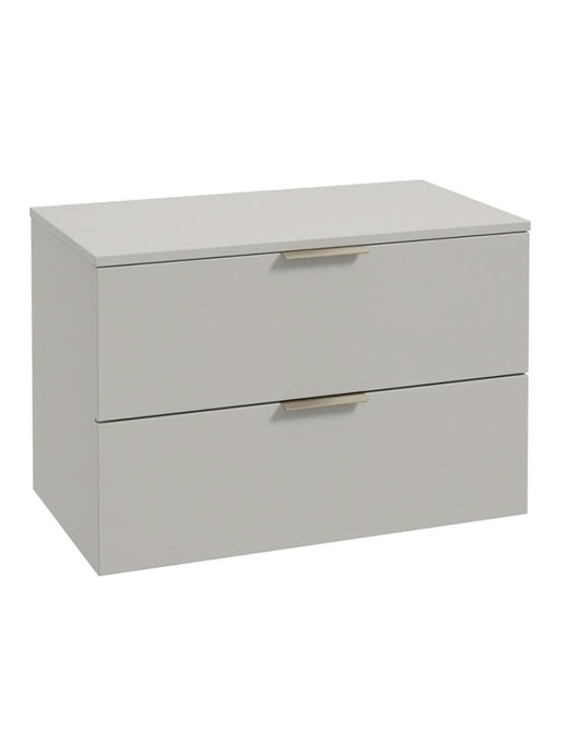 wall hung 2 drawer countertop vanity unit in matt arctic white