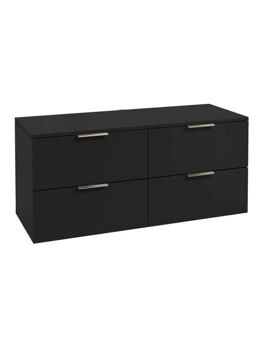 wall hung 4 drawer vanity unit in Matt Black