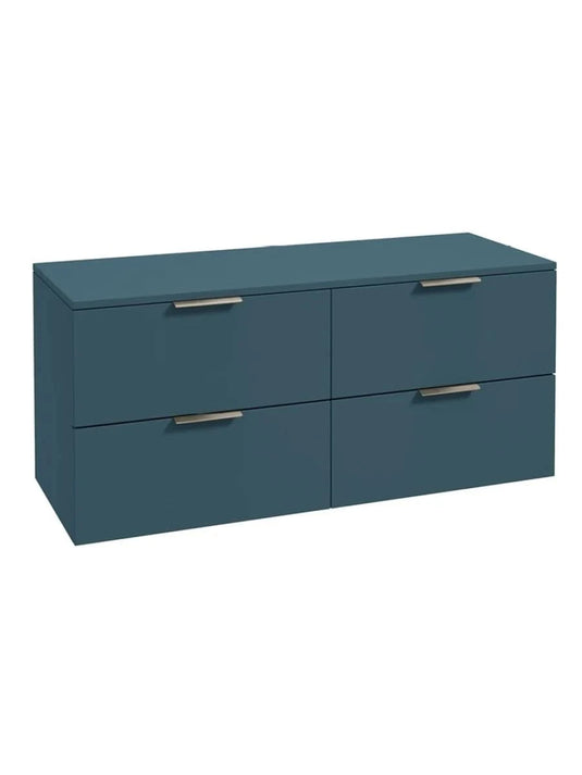 wall hung 4 drawer vanity unit in Matt Ocean Blue