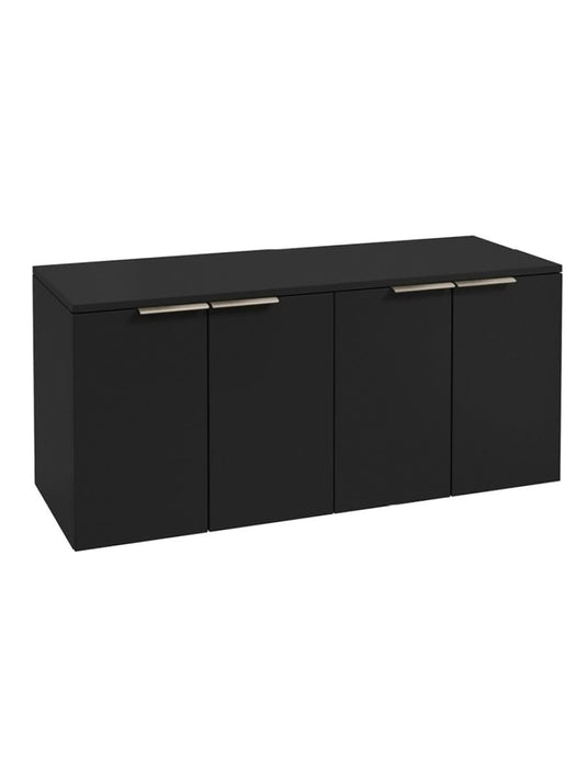 wall hung 4 door vanity unit in Matt Black