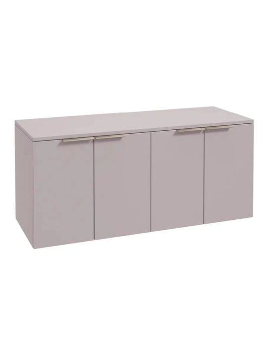 wall hung 4 door vanity unit in Matt Cashmere Pink