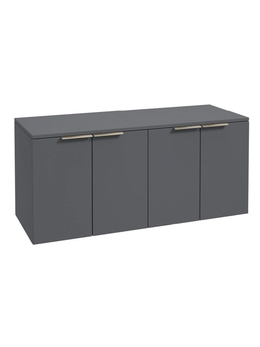 wall hung 4 door vanity unit in Matt Midnight Grey