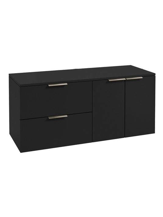 wall hung 2 door 2 drawer vanity unit in Matt Black