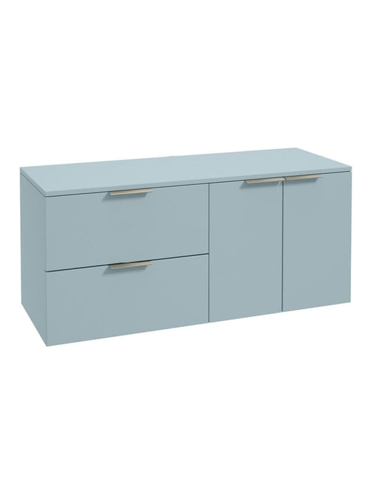 wall hung 2 door 2 drawer vanity unit in Matt Morning Sky Blue