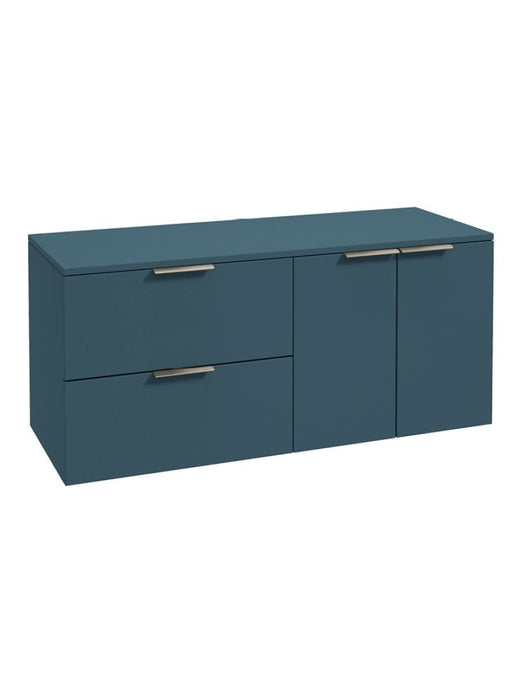 wall hung 2 door 2 drawer vanity unit in matt ocean blue