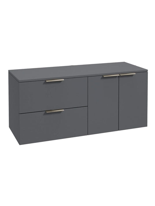 wall hung 2 door 2 drawer vanity unit in Matt Midnight Grey