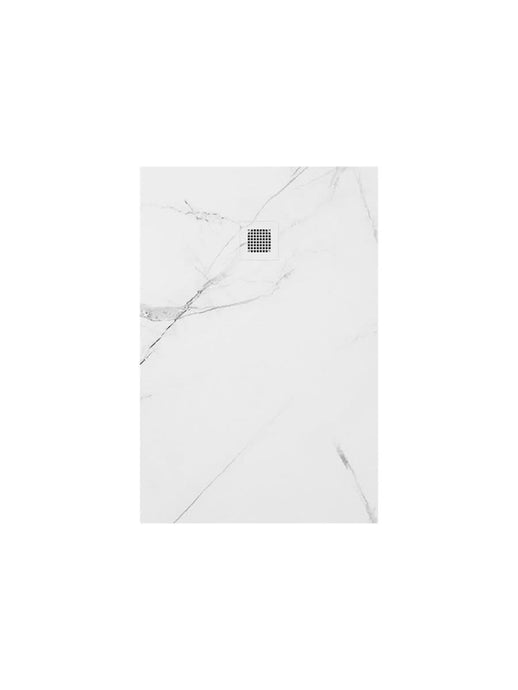 white marble shower tray and waste